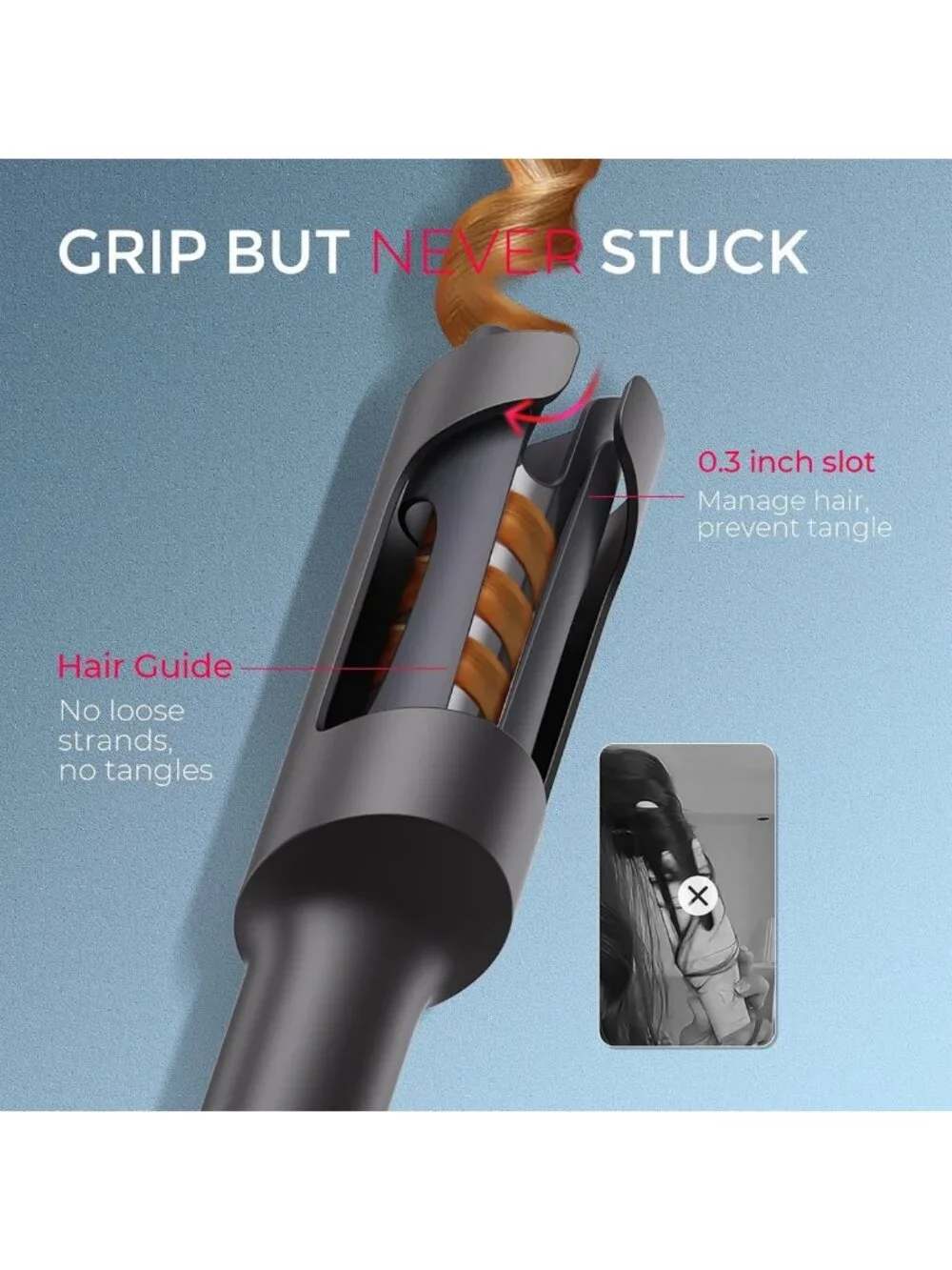 Automatic Rotating Curling Iron - Beach Waves Wand, Portable Hair Curler, Dual